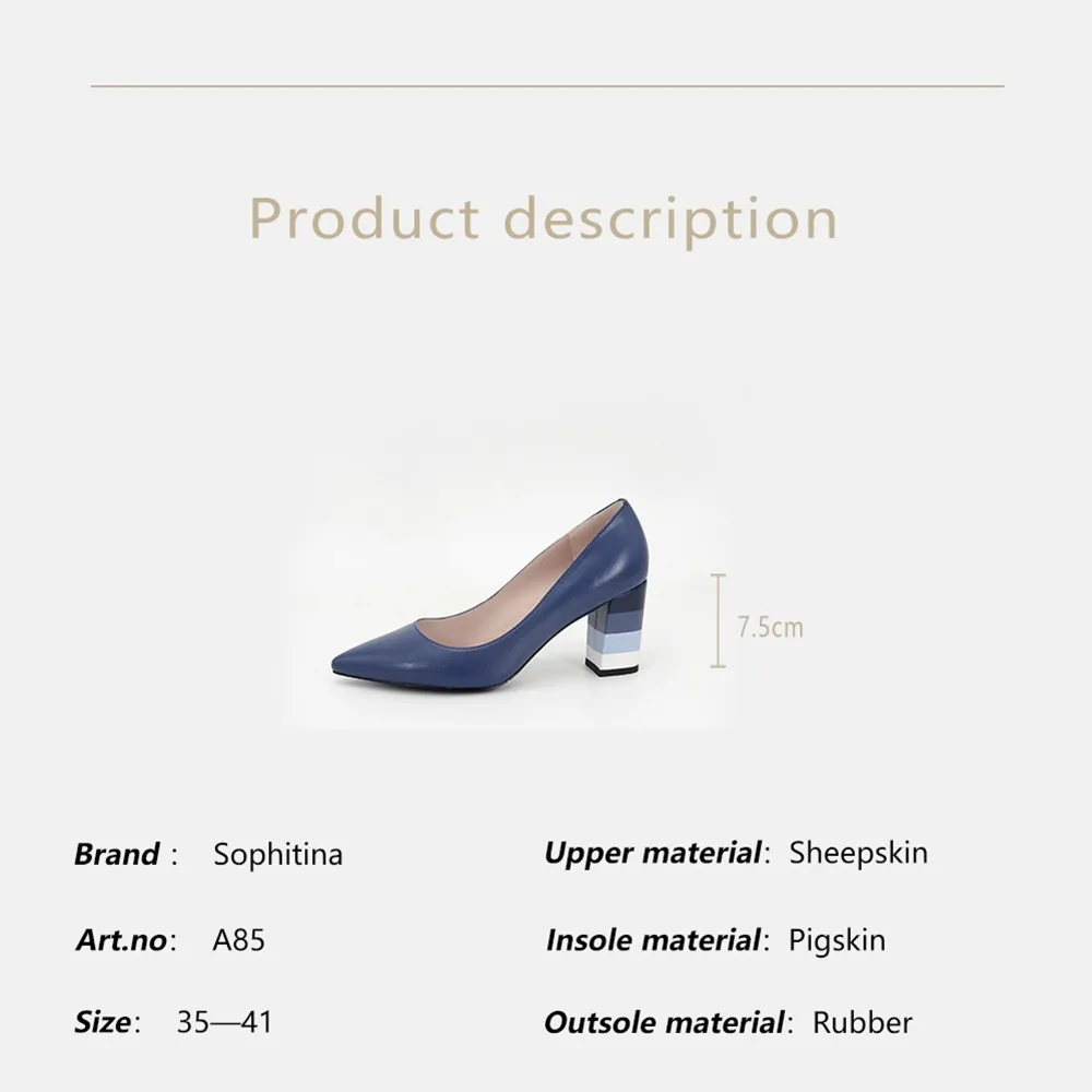 

SOPHITINA New Spring Women Pumps Fashion High Square Heel Sheepskin Pointed Toe Slip-on Casual Shoes Handmade Shallow Pumps A85