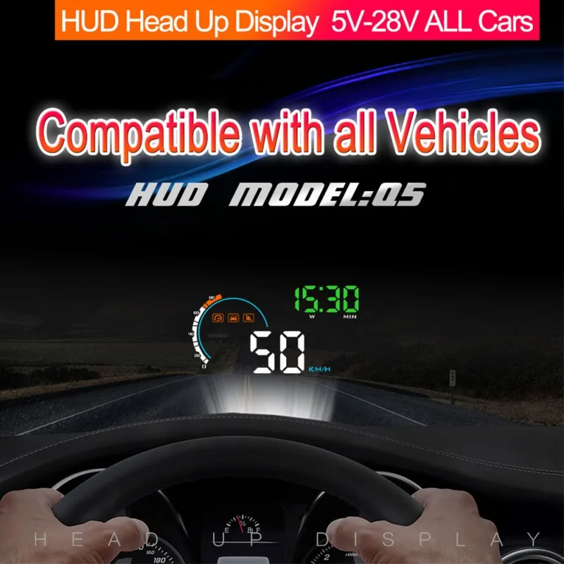 HUD универсальный автомобиль gps HUD Спидометр Head UP Дисплей Цифровой Автомобильный спидометр по скорости черный Q5