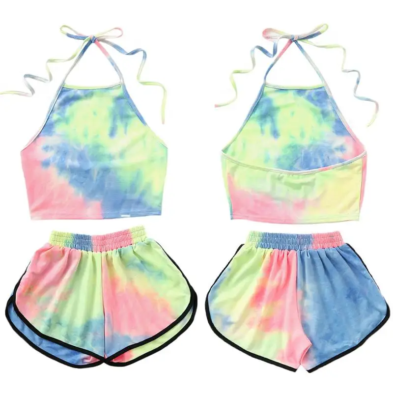 Новинка летний женский бикини комплект из 2 предметов топ с лямкой на шее