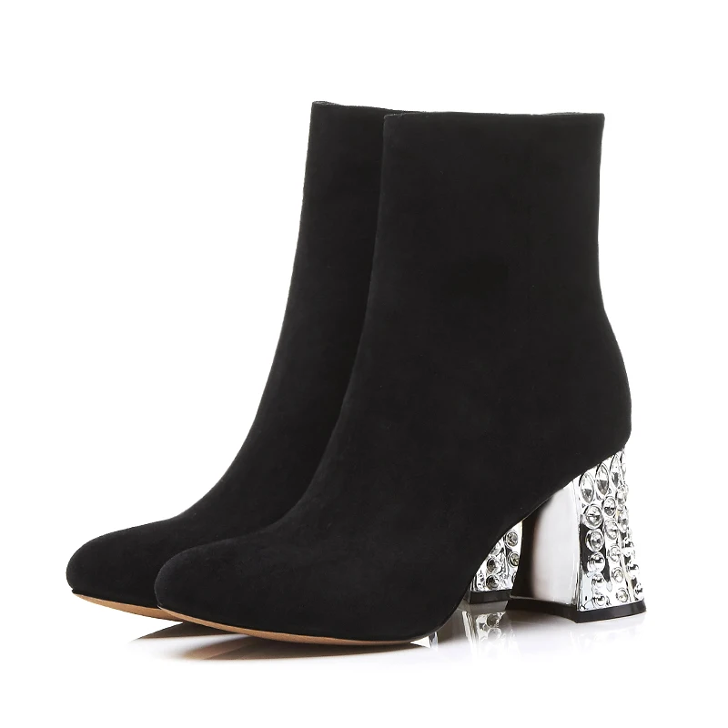 Женские ботильоны из натуральной кожи на резиновой подошве Брендовые высоком