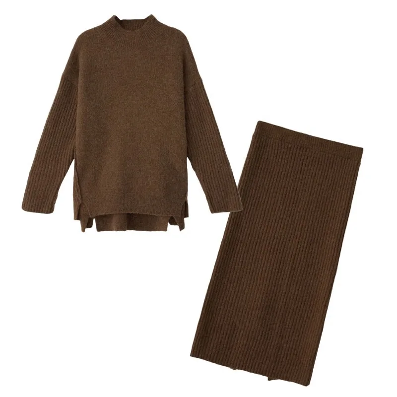 Женский костюм из двух предметов новинка 2018 зимний плотный свитер юбка комплекты