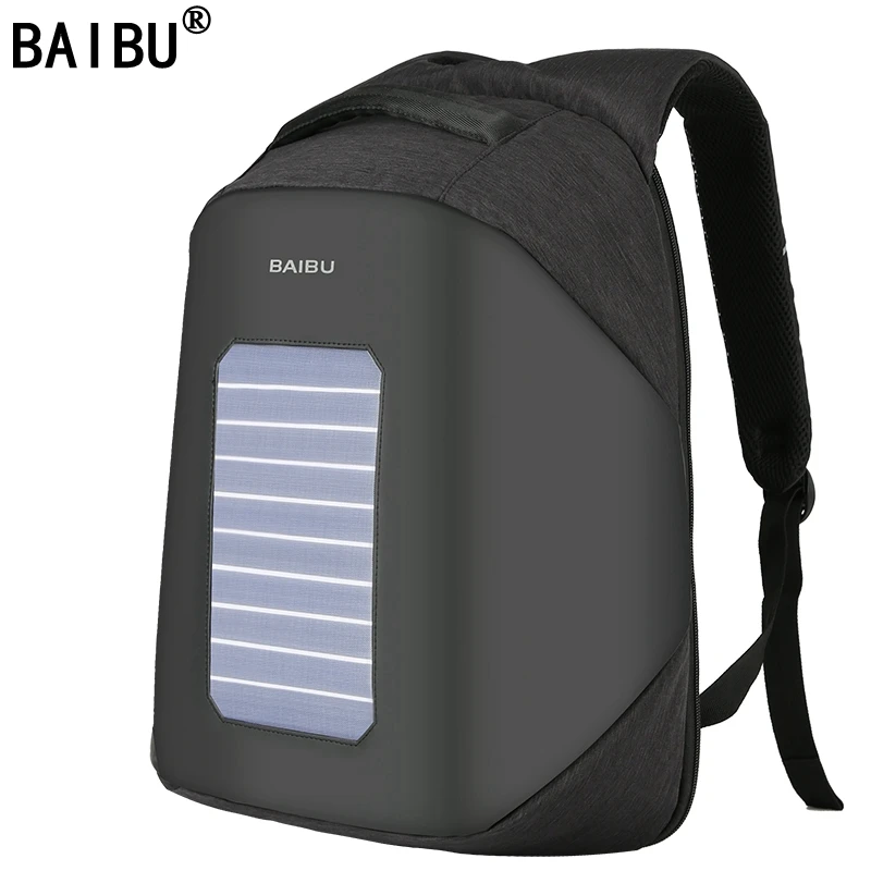 BAIBU мужской рюкзак 10 Вт дизайнерский рюкзак с солнечной батареей Usb зарядка Противоугонный 15,6 ''рюкзак для ноутбука wo мужские водонепроницаемые сумки