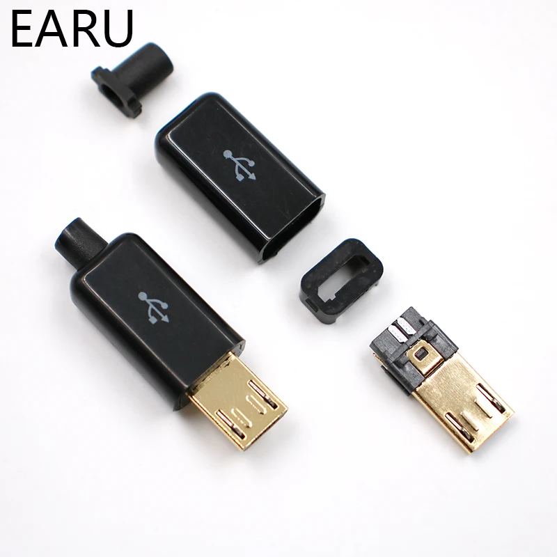 10 шт. 6 мм 8 мм Micro USB 5PIN сварочный Тип штекерные разъемы зарядное устройство 5P хвост разъем для зарядки 4 в 1 Белый Черный позолоченный