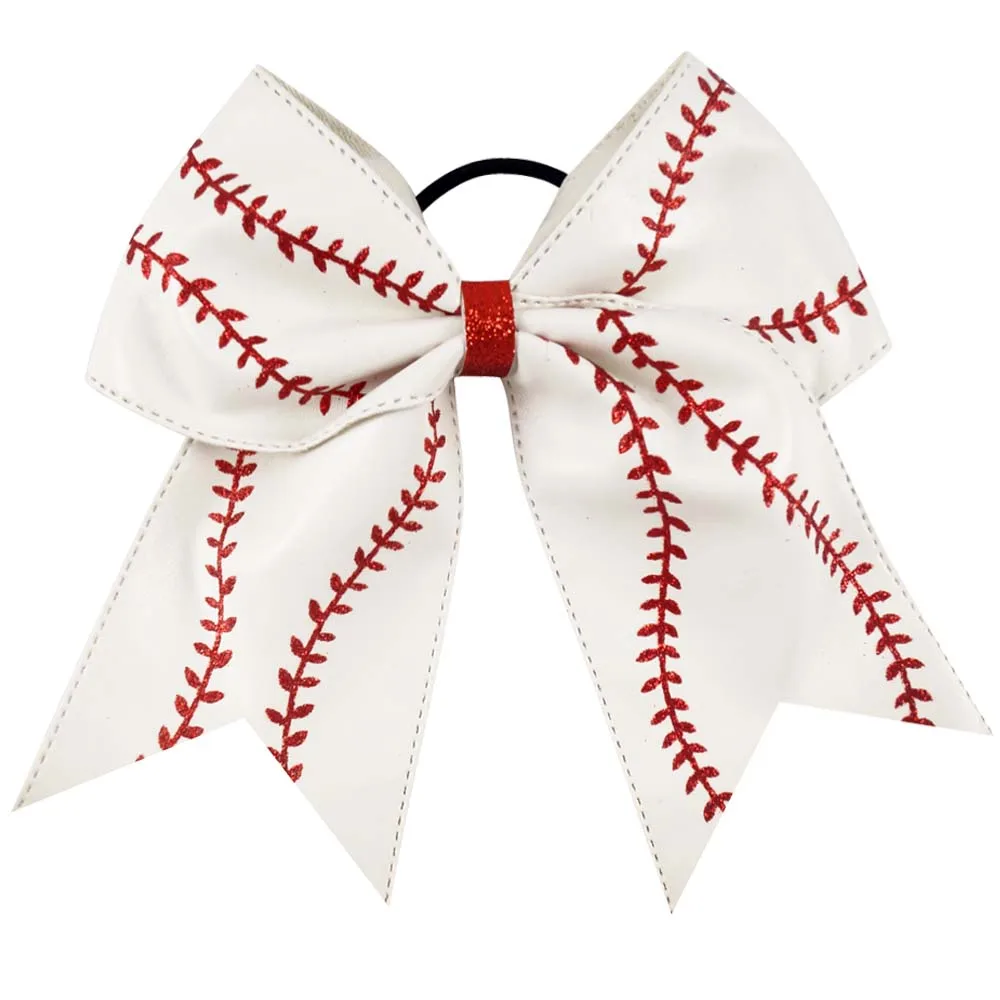 7 дюймов блестящий кожаный бант с вышивкой и эластичной резинкой для волос