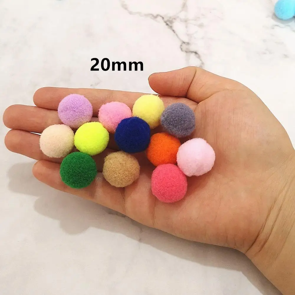 Мягкие пушистые шарики-Помпоны разных цветов аксессуары для рукоделия шитья Craf 20
