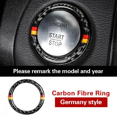 Germany style TPIC углеродного волокна автомобильный двигатель старт/стоп кнопка Зажигания наклейка накладка брелок для Mercedes Benz C E Class W205 W213 КЗС - Название цвета: Germany style