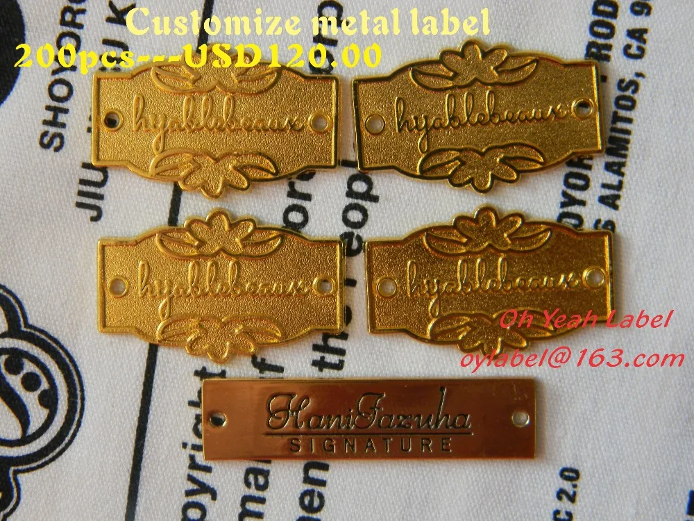 Индивидуальные металлические этикетки/этикетки для одежды/Основная