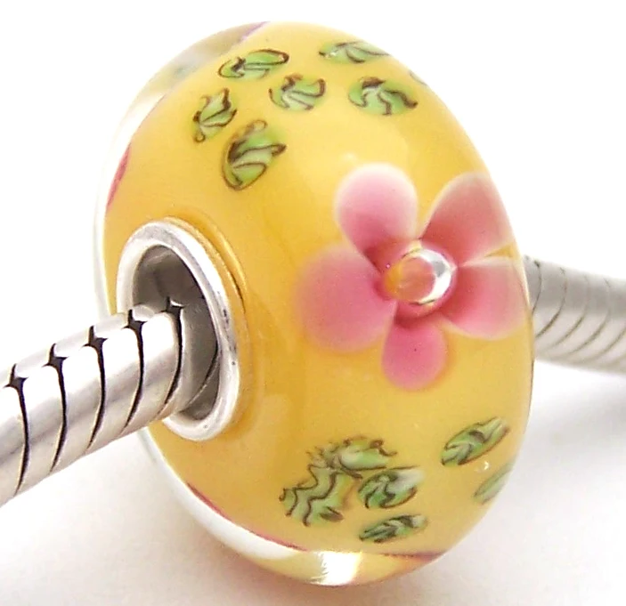 

JG861 100% S925 Sterling Silver Beads Murano Glass beads Fit European Charms Bracelet charms diy jewelry Lampwork GlassBeads