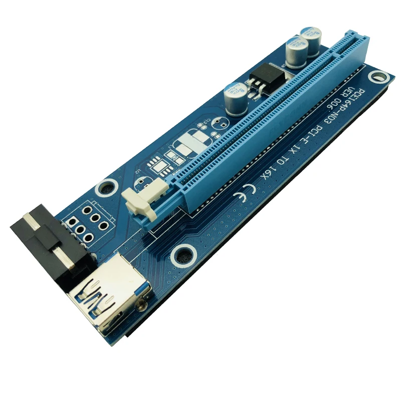 6 шт. Новый VER006 Riser 1x к 16x PCI Express Card E расширитель 60 см USB 3 0 кабель SATA 4Pin питание для BTC