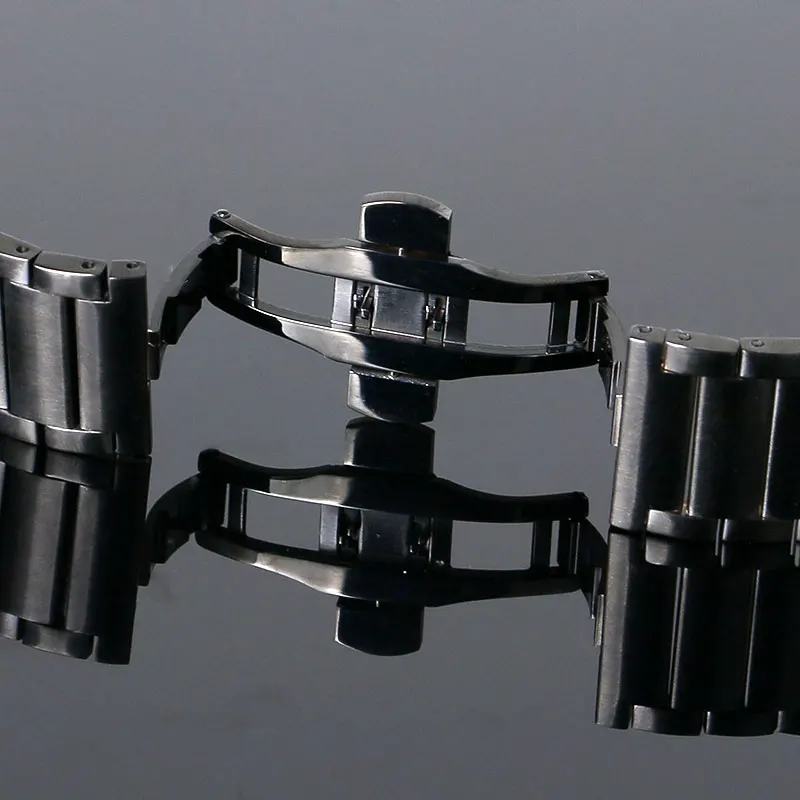 Ремешок мужской из нержавеющей стали прочный черный/серебристый браслет для