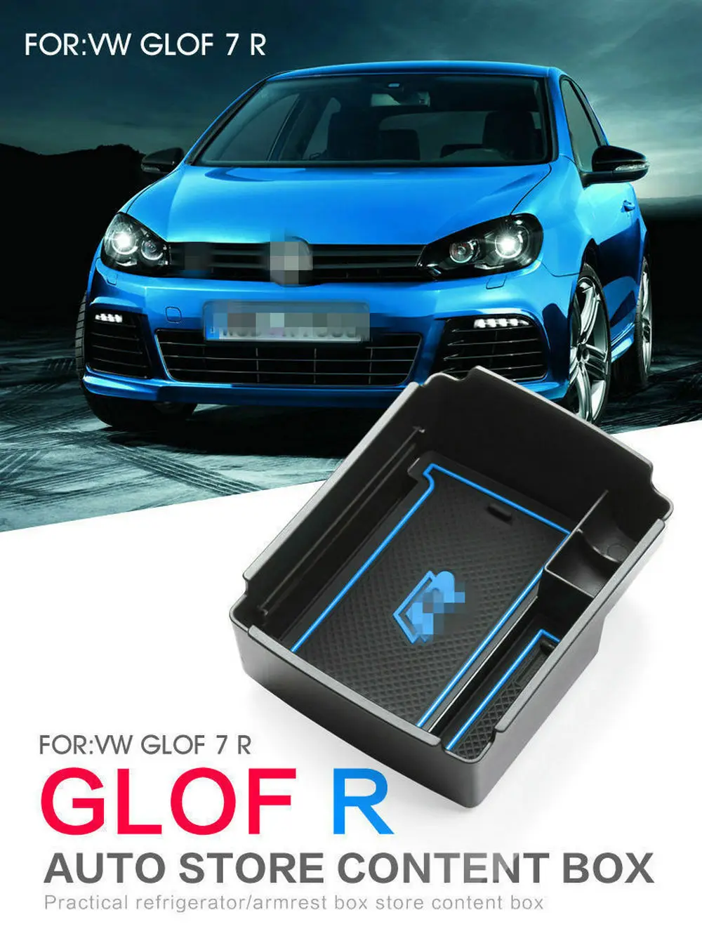 Для Volkswagen Golf 7 MK7 VII R центр консольный ящик полка для мелочей не-скольжения площадку коврики противоскользящие 3D стикер автомобиля коробка для хранения