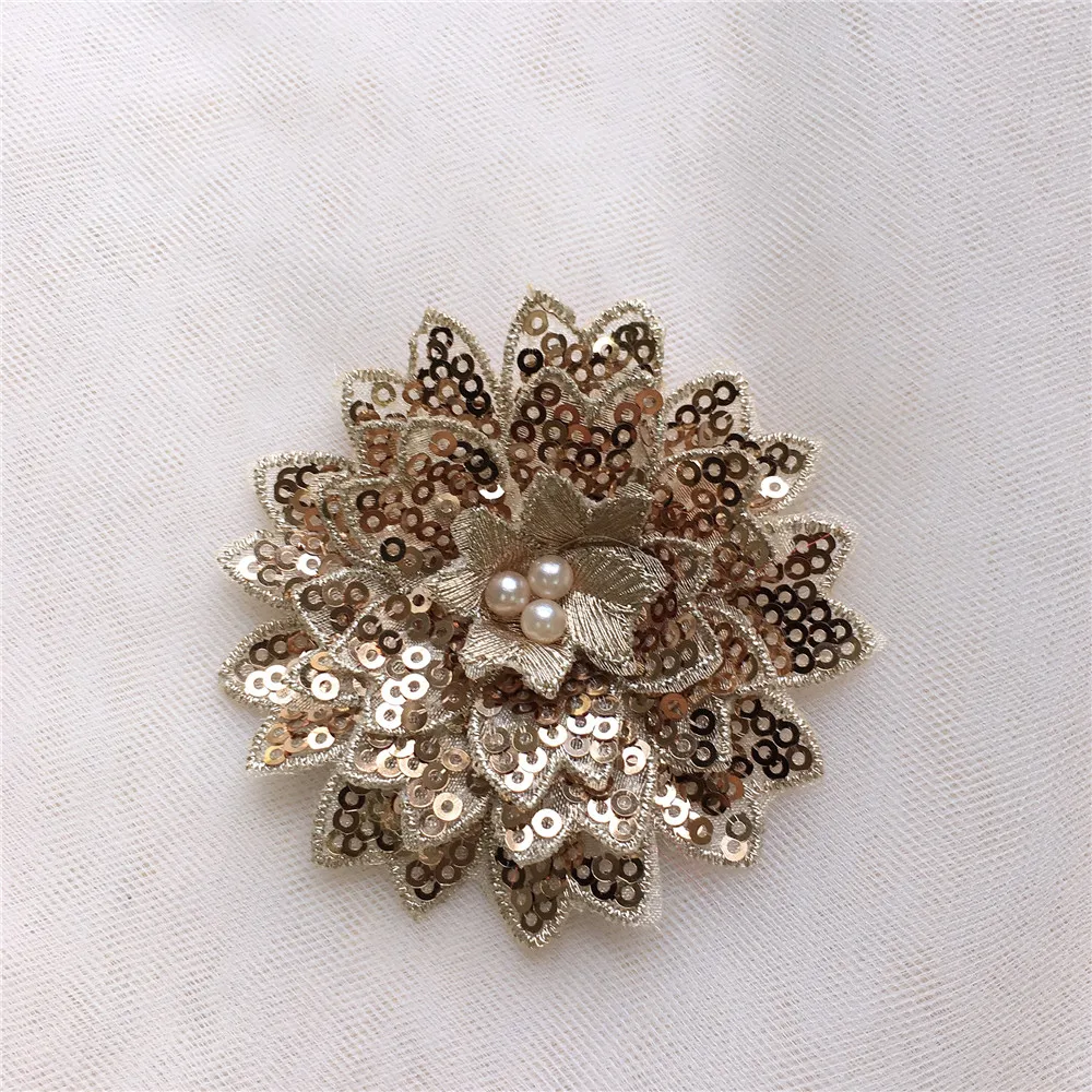 1 шт 3d цветок лепесток блестками аппликация изысканный расшитый бисером цвета