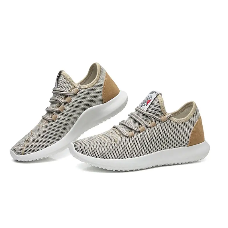 Уличная мода Вулканизированная обувь мужская белая с сетчатой тканью дышащая
