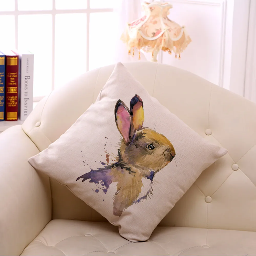 Чехол для подушки Miracille Happy Easter с милым улыбающимся кроликом и принтом в виде яиц