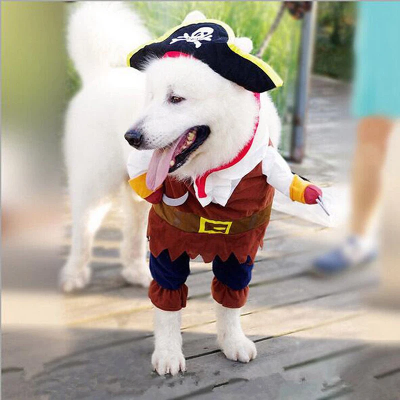 New Style Funny Pet Clothes Cosplay Pirate Dog Cat Halloween Party Cute Costume Clothing Comfort For Small Medium Dog #254925 - купить по выгодной цене