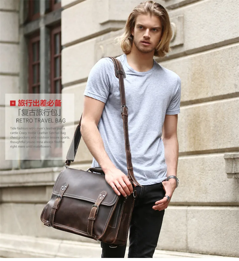 Рюкзак из 100% натуральной кожи мужская сумка на плечо винтажный рюкзак для