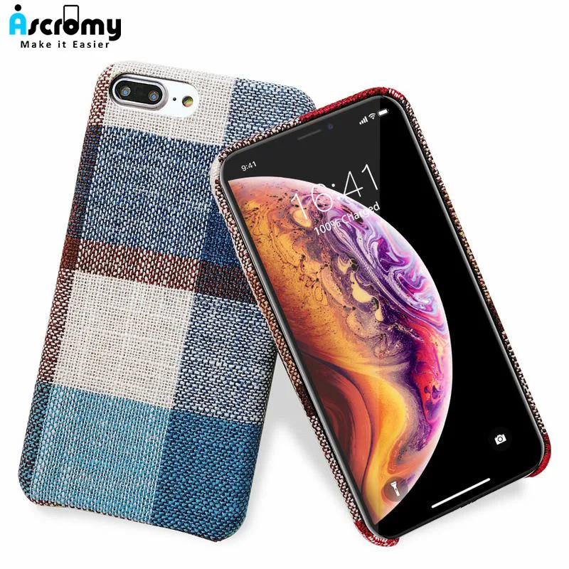 Ascromy Ретро Чехол Для Телефона iPhone 7 7Plus простой клетчатый тканевый узор мягкая