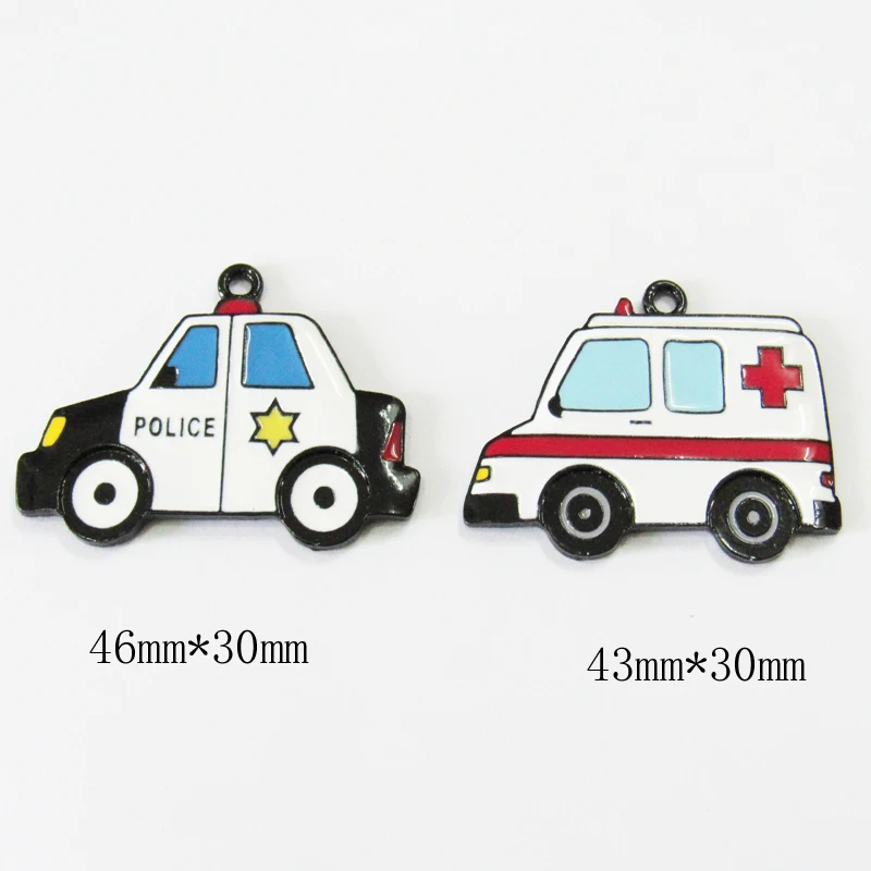 

Newest 10pcs/bag All Enamel Ambulance/paddy wagon Pendants For Chunky Necklace