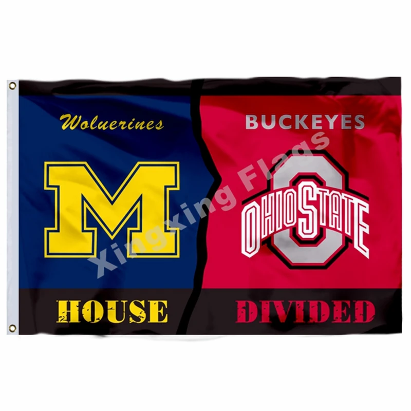 Мичиган Росомахи штата Огайо Buckeyes дом разделенный флаг 3ft X 5ft полиэстеровый