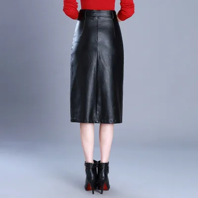 S-5XL Jupe Cuir элегантная женская офисная юбка кожаные юбки размера плюс черные юбки-пачки женские Облегающие юбки для работы Femme Saias