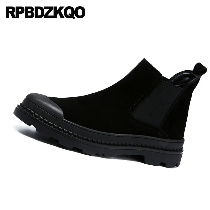 Замшевые ботинки на толстой подошве высококачественные челси платформе с