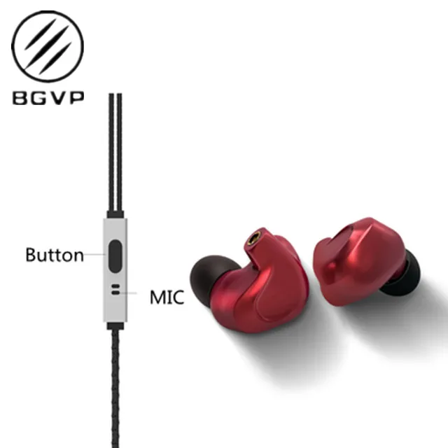 Red with mic BGVP DMG 2DD+ 4BA Гибридный наушник-вкладыш металлический высококачественный монитор со съемным кабелем MMCX и тремя насадками - Цвет: Red with mic