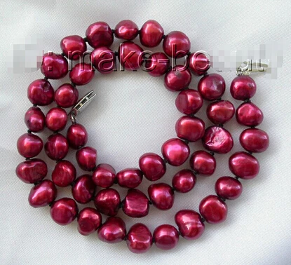 Ожерелье 18 дюймов с пресноводным культивированным жемчугом винно-Красного цвета
