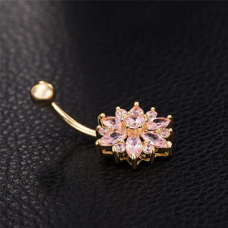 Пирсинг цветочный камень CZ женское пикантное кольцо для пупка висячее