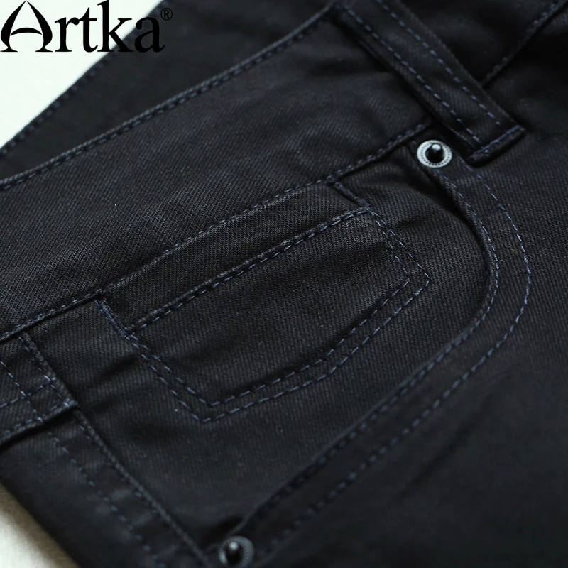 ARTKA женские летние новые однотонные облегающие универсальные джинсы винтажные