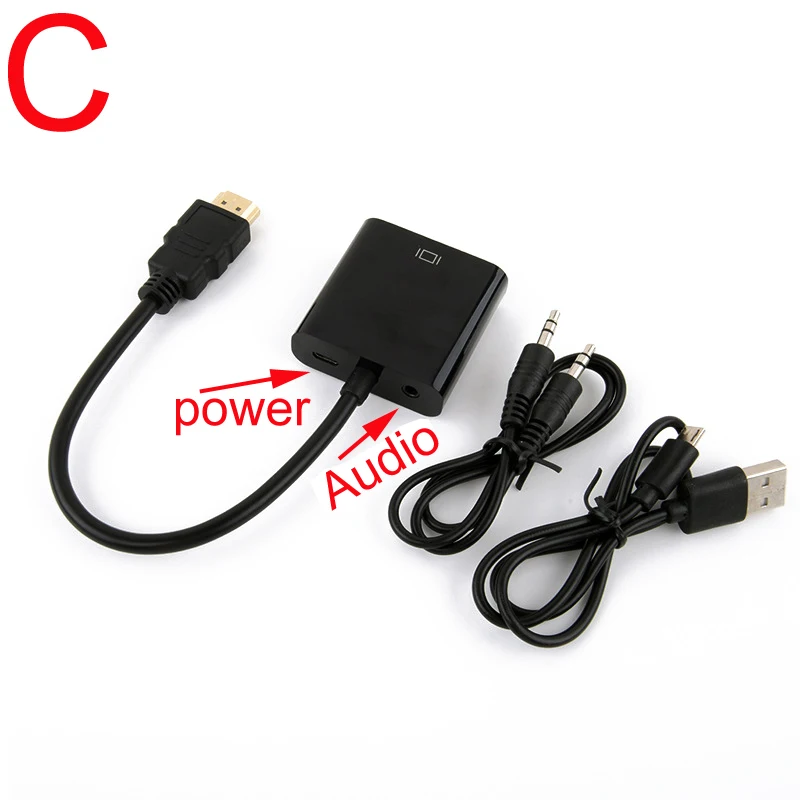 10 шт./лот HDMI в VGA адаптер конвертер 1080P цифровой аналоговый видео аудио для ПК
