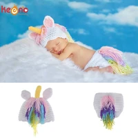 crochet baby unicorn photo props newborn photography prop unicorn hat and diaper cover set infant halloween costume 0 6m