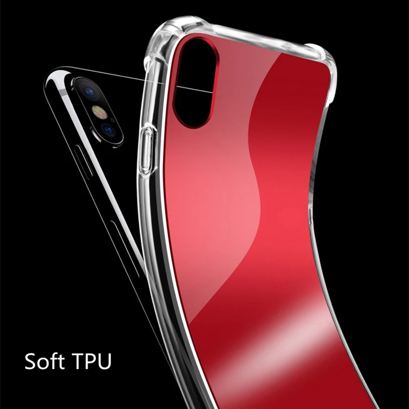 Для iphone XS Max Зеркало чехол для X XR мягкий Apple 9 8 7 6 6s плюс Противоударный задняя