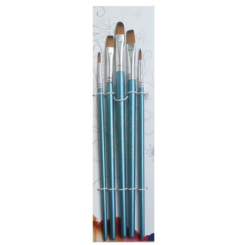 5 шт./компл. зеленый нейлон волос Краски набор кистей кисти художника на плоской