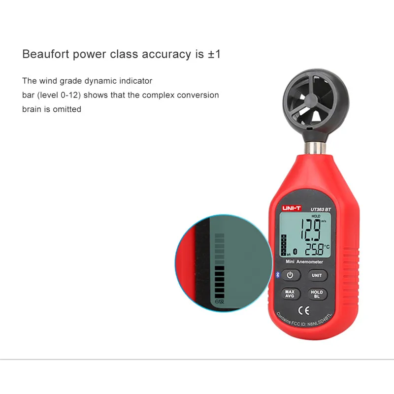UNI-T UT363BT измеритель скорости ветра цифровой Bluetooth карманный размер Анемометр измерение термометр Мини Ветер метр Анемометр