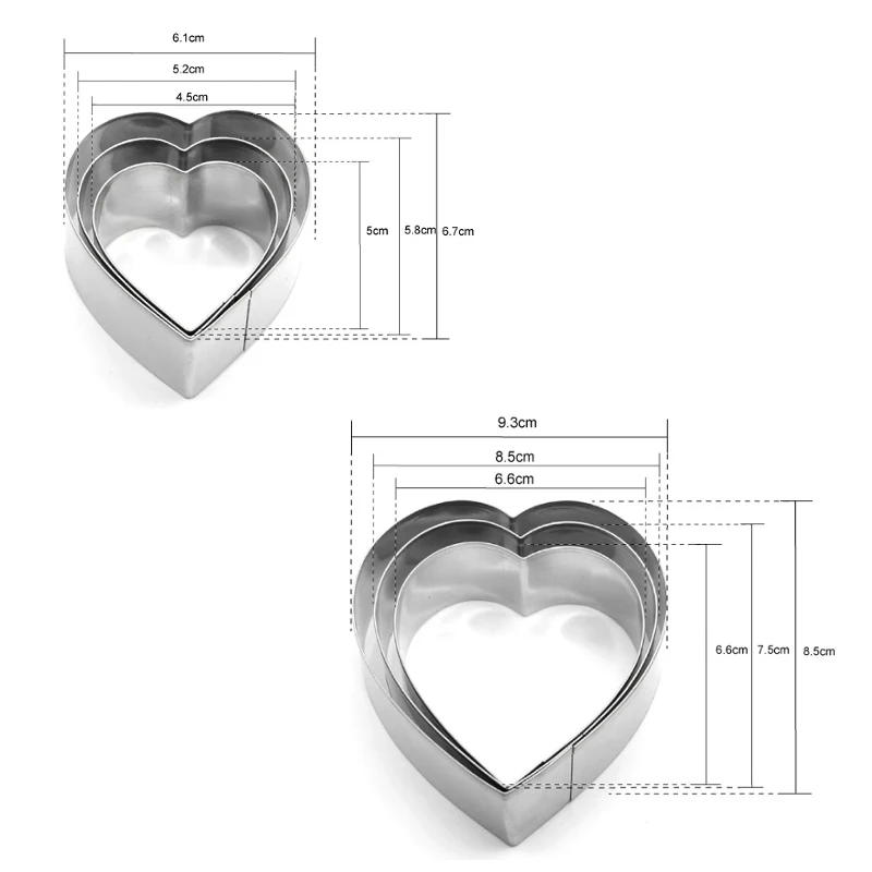 Набор для выпечки печенья в форме сердца 6 подставок виде металлические кольца |