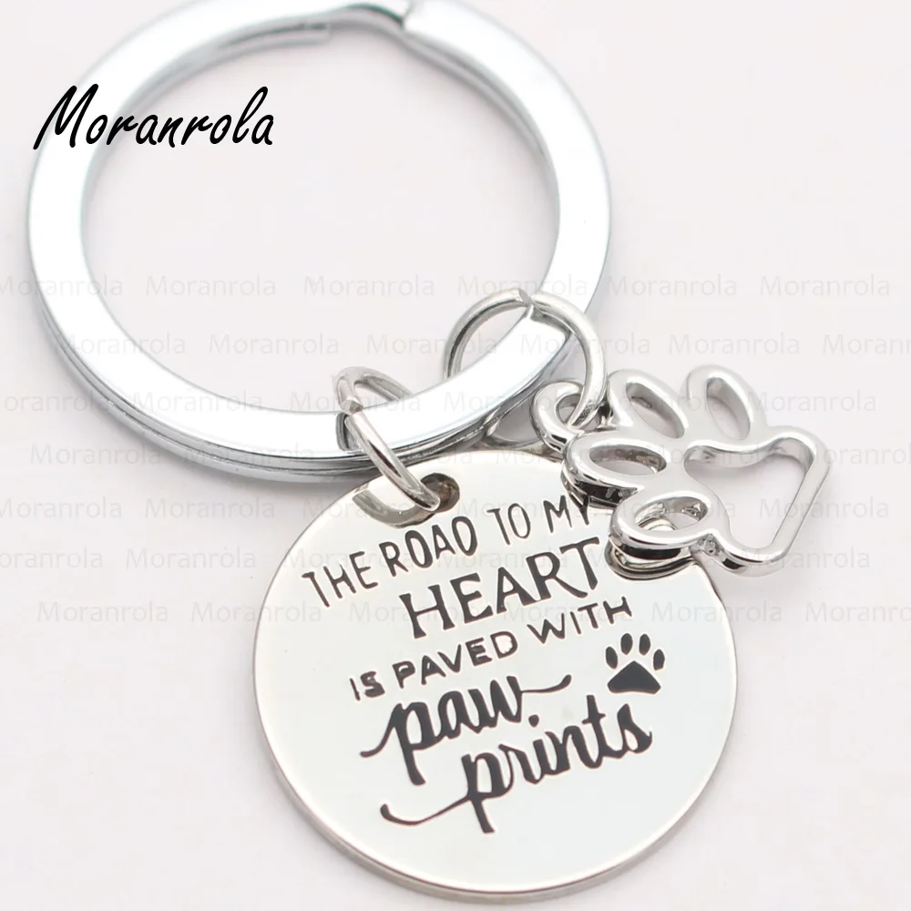 new arrive &quotThe Road to My Heart is Paved with Paw Prints &quotNecklace &ampkeychain charm Dog paw Gift For lover | Украшения и