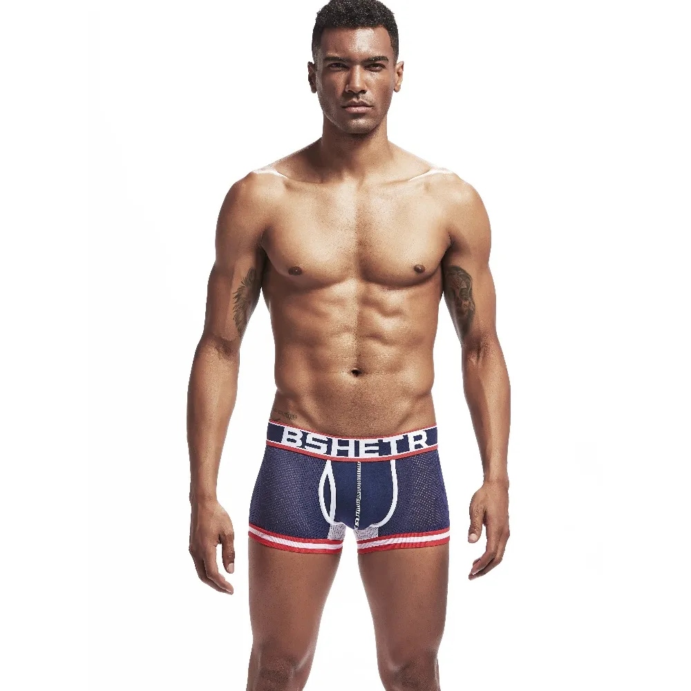 BSHETR Брендовое Мужское нижнее белье сетчатые боксеры сексуальные дышащие трусы