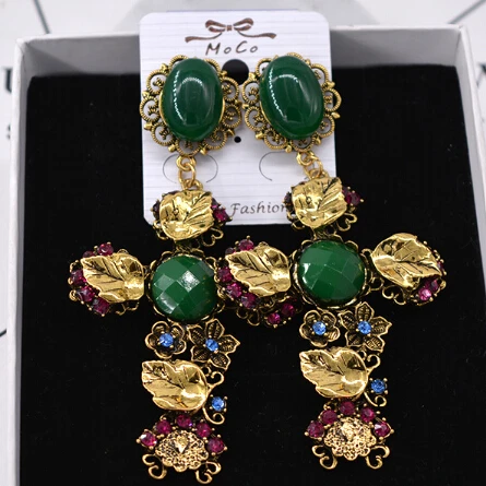 

BIG SIZE Baroque style cross earrings vintage dangle earrings for women new fashion jewelry wholesale