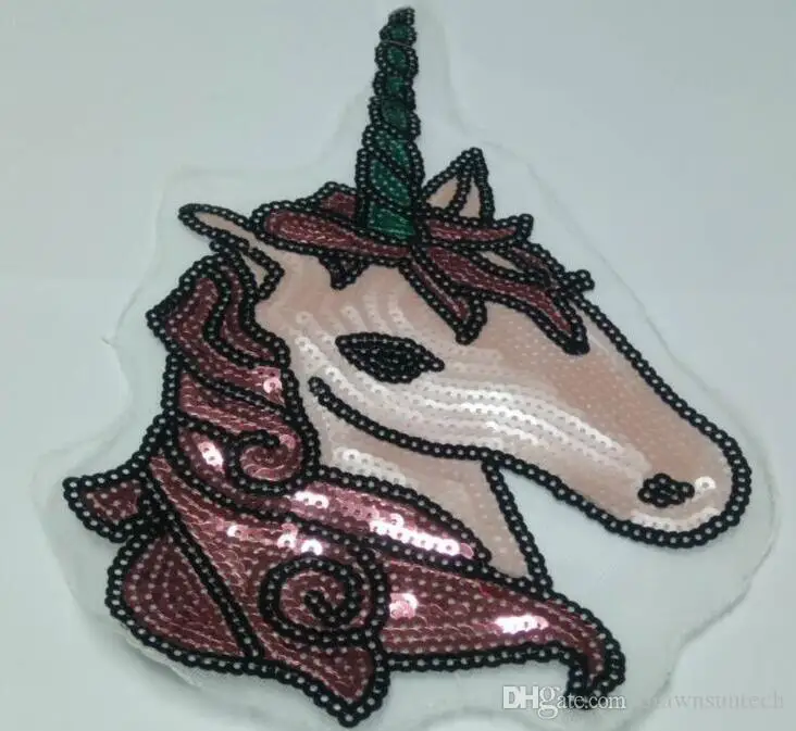2017 Unicorn Horse Large Cloth Paste Patch Sequins For Clothes Tshirt Dress Size 16x28cm 10pcs/lot In Stock | Дом и сад