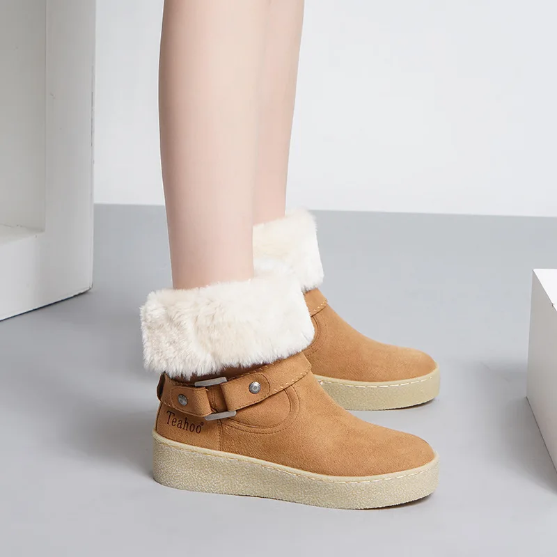 Botas mujer Повседневная обувь Женские модные брендовые зимние ботинки теплые до