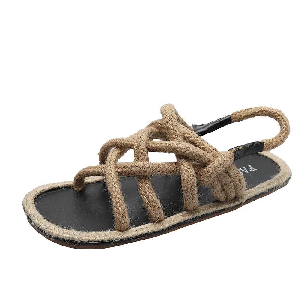 Женские римские сандалии SAGACE Повседневные Удобные туфли из пеньковой веревки с