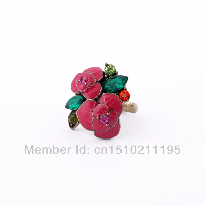 Женское кольцо с красными цветами|jewelry women rings|women ringsflower jewelry |