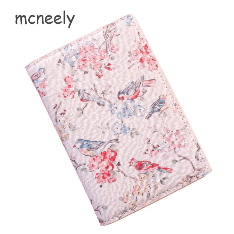 Mcneely цветы и птицы Обложка для паспорта из искусственной кожи Национальный Стиль Женский кредитный держатель для карт для девочек Обложка для паспорта без молнии - Цвет: Flowers and birds