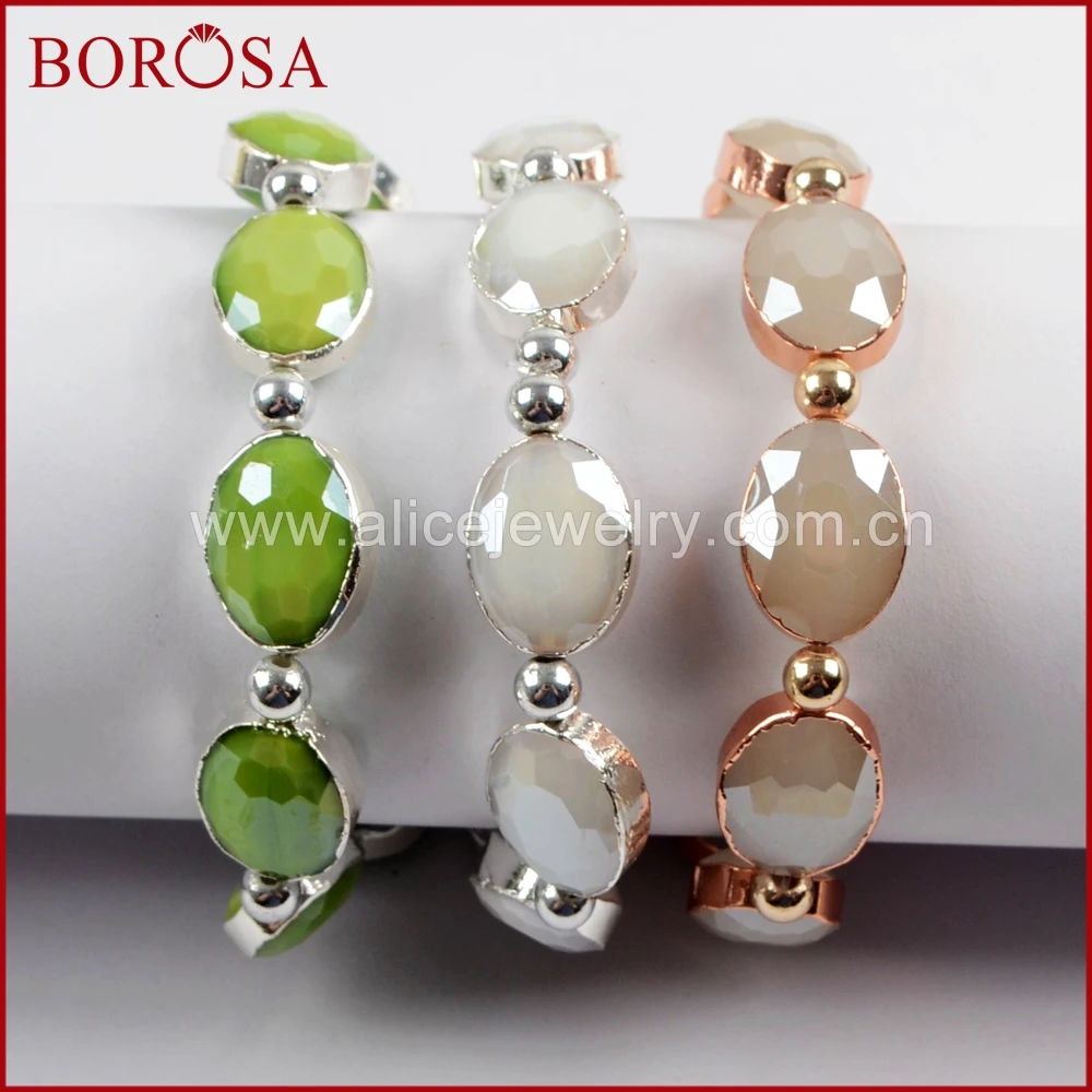 BOROSA 5/10 шт. 6 5 дюймов овальные многообразные Камни посеребренные браслеты
