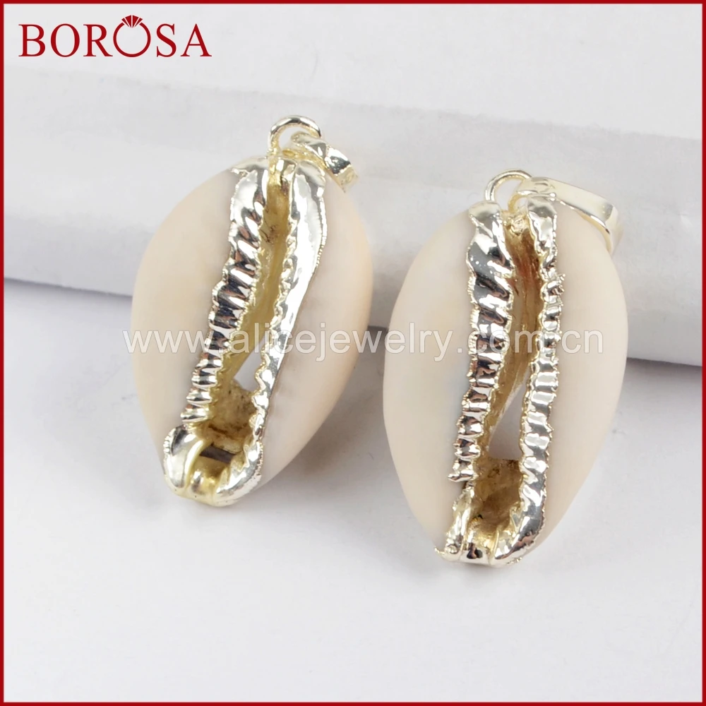 BOROSA 10 шт Стильный натуральный серебристый цвет Cowrie Shell Кулон Бусы из драгоценных