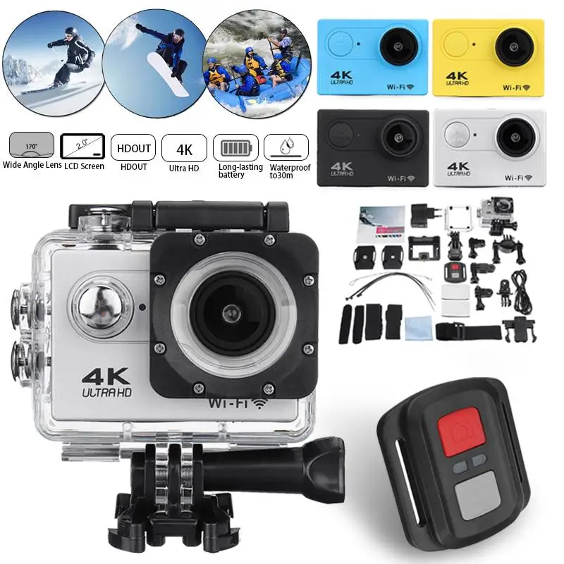 Экшн-камера+ пульт управления для Ultra Hd 4k 30m Wifi 2,0 170d экран 1080p Подводная Водонепроницаемая профессиональная спортивная камера