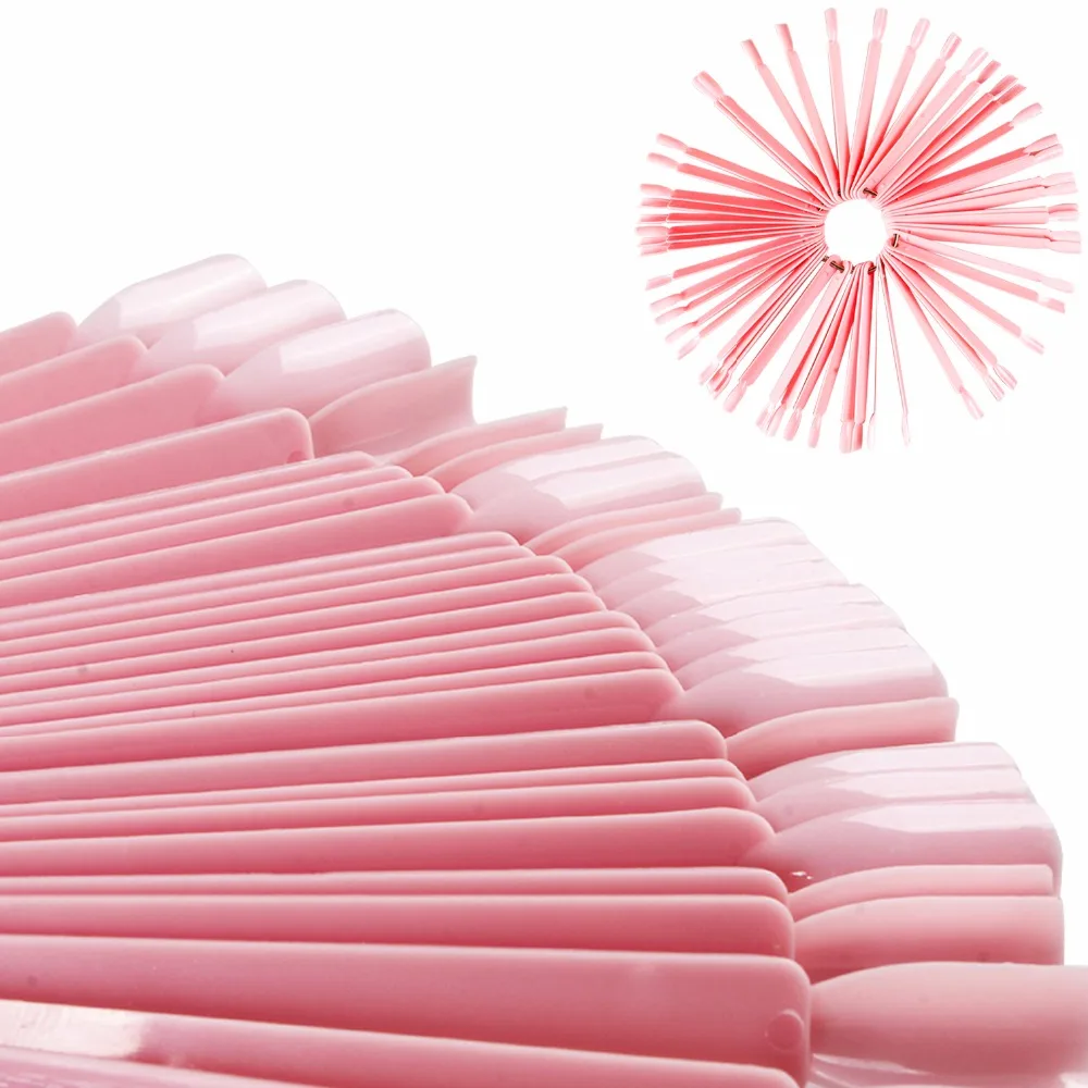 ZKO Nails Fan shaped 50 шт розовые накладные ногти для дизайна ногтей дисплей цветная