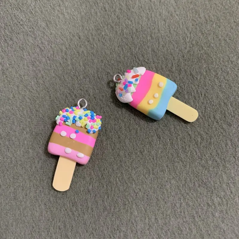 

50PCS Polymer Clay Simulation Food Ice Cream Pendant DIY Accessories Charms Handmade Necklace Keychains Earrings