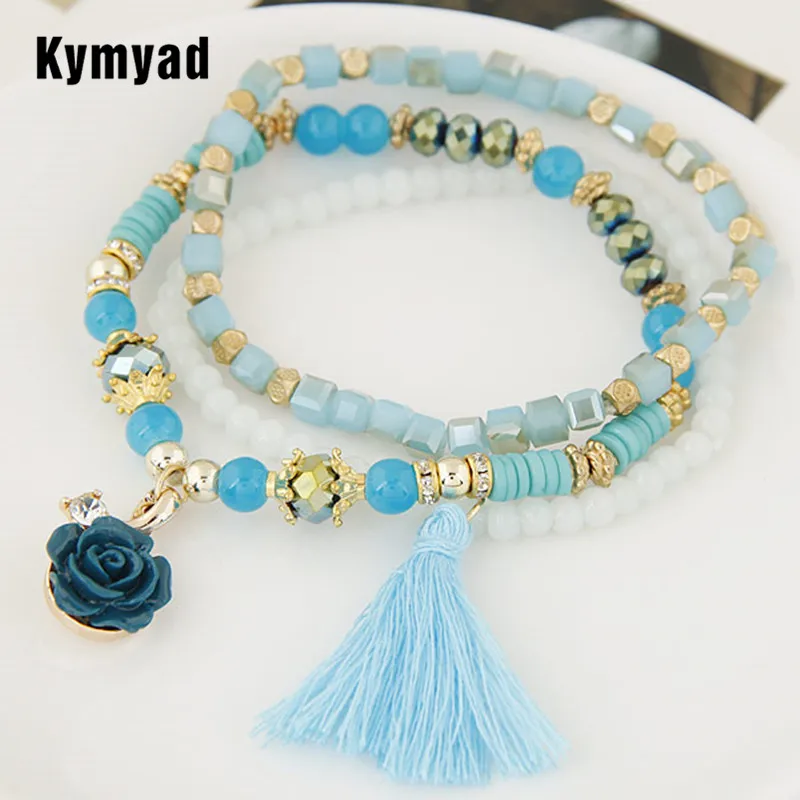 Браслеты Kymyad с кристаллами и камнями для женщин модные браслеты подвесками