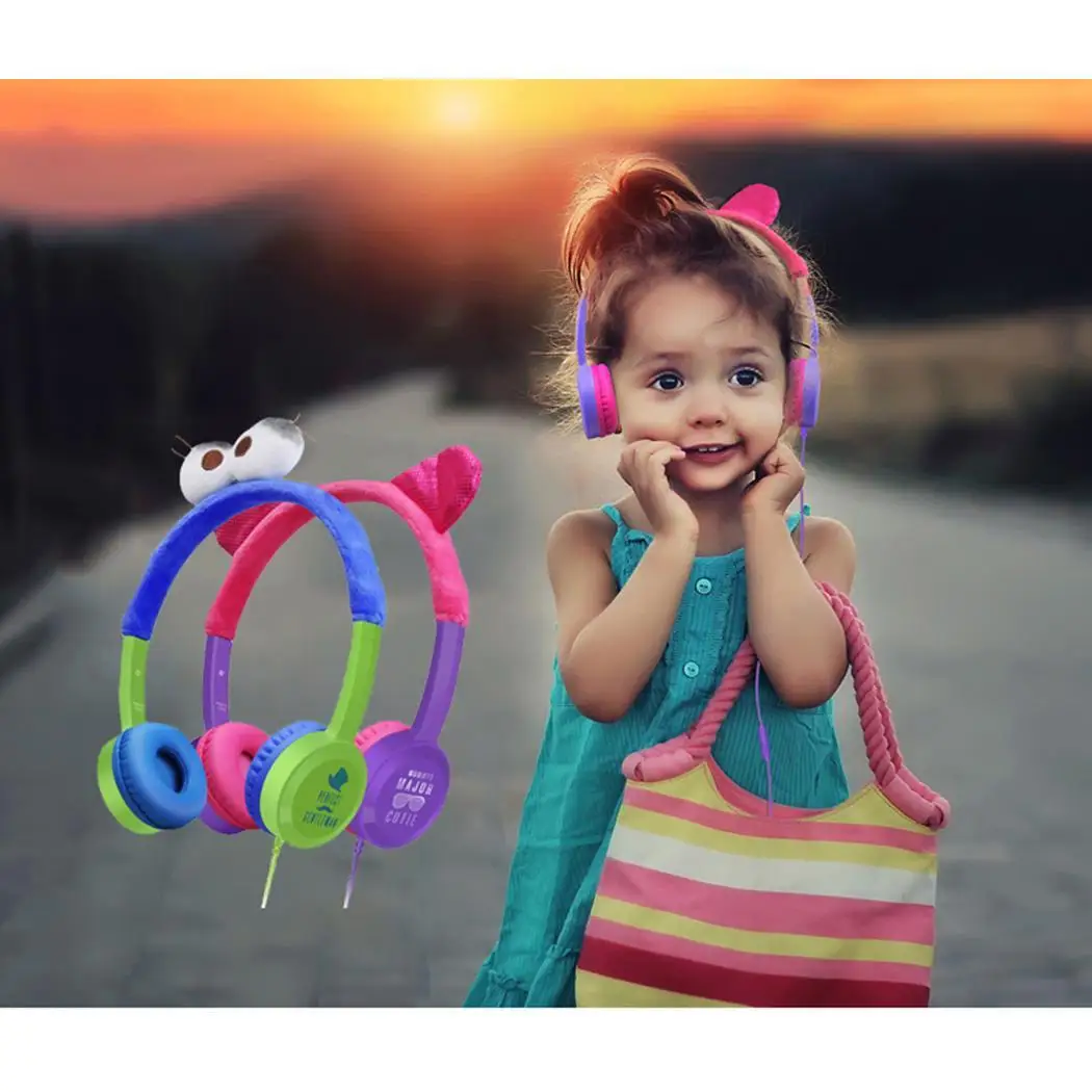 Общие милые детские Проводные Hi-Fi головная повязка мультяшная гарнитура